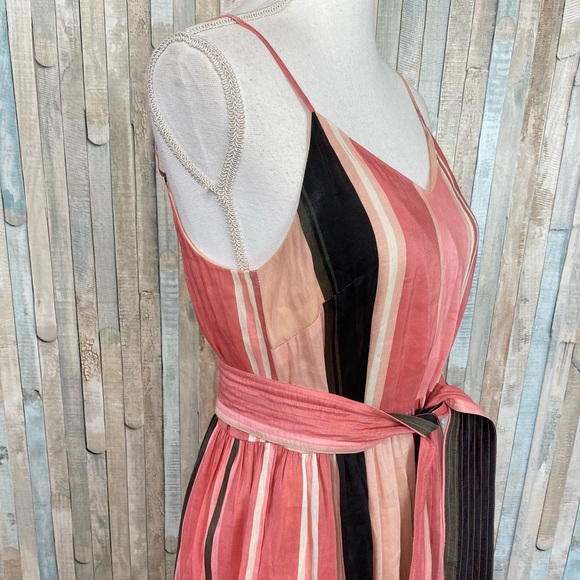 Apiece Apart 2 Pink Striped Linen Marjana Tiered Flounce Midi Maxi Dress $495 - Picture 7 of 12